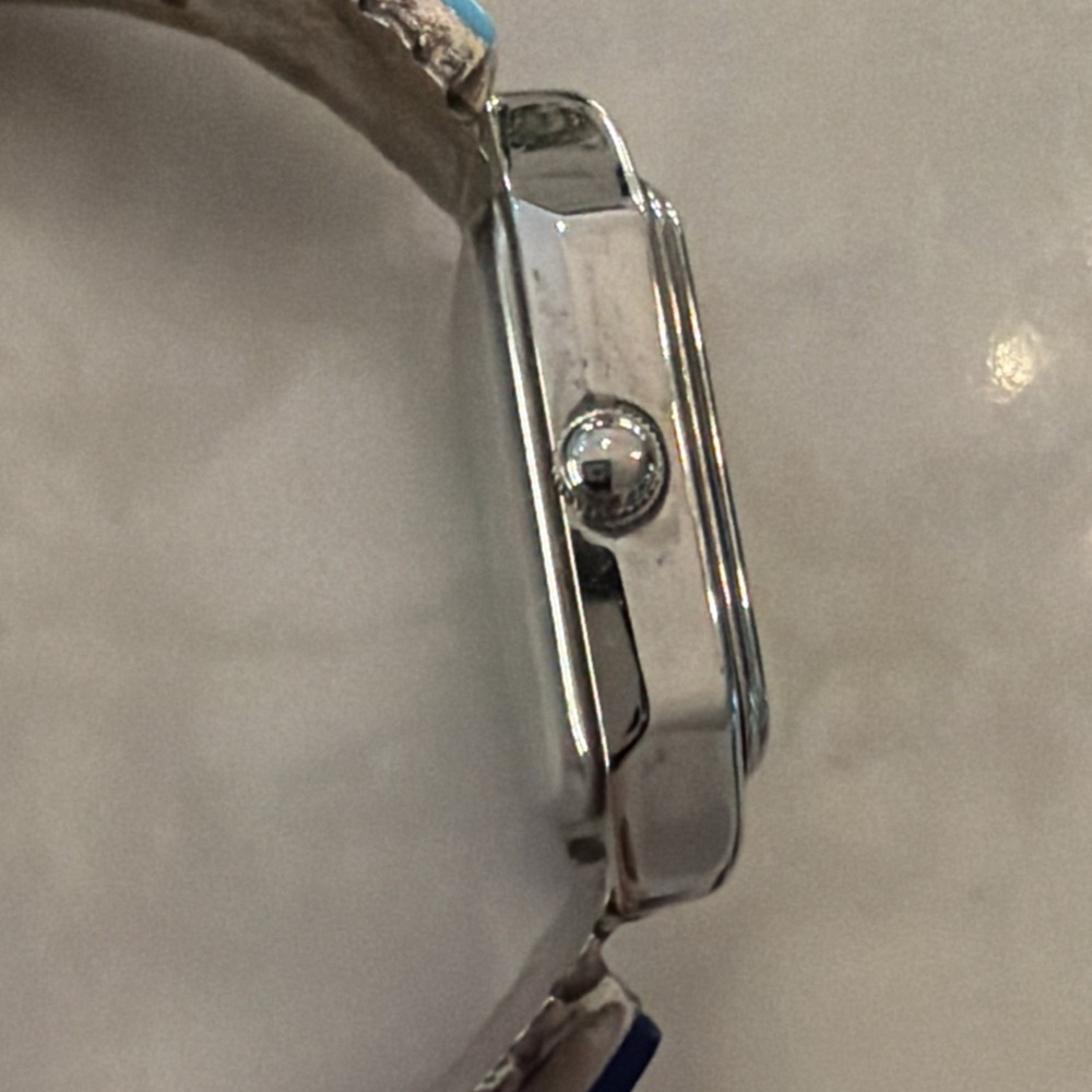 Navajo, turquoise Watch , Sodalite/Lapis inlay - Picture 8 of 13